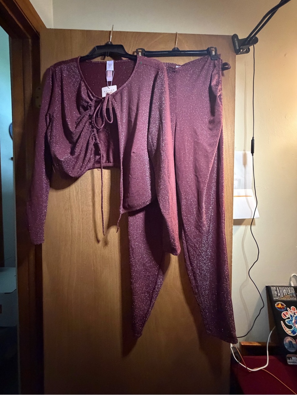 Rhianna savage x fenty sparkly Burgundy Two-Piece pants Set new 3xl